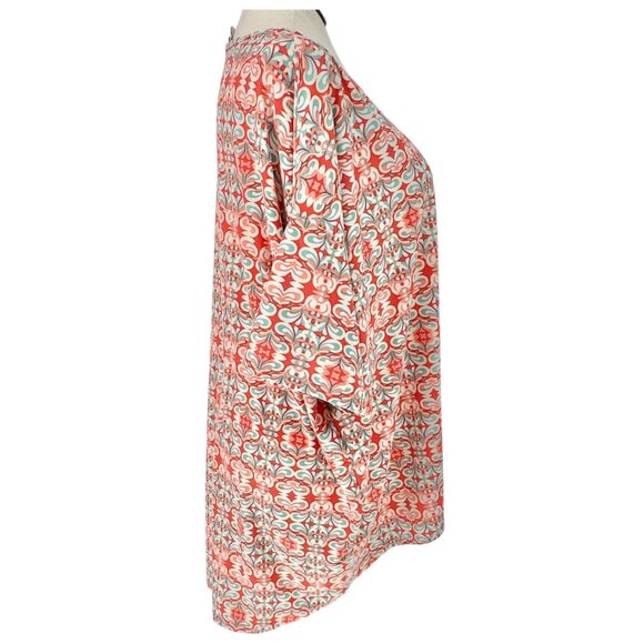 LuLaRoe Irma Tunic Top 3XL Duo 1 Coral Print 1 Solid Peach Soft Comfy Loose Fit - Picture 8 of 15